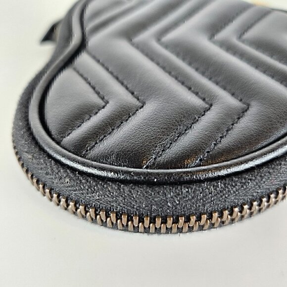 Gucci Calfskin Matelasse GG Marmont Heart Coin Purse Black - Picture 4 of 6
